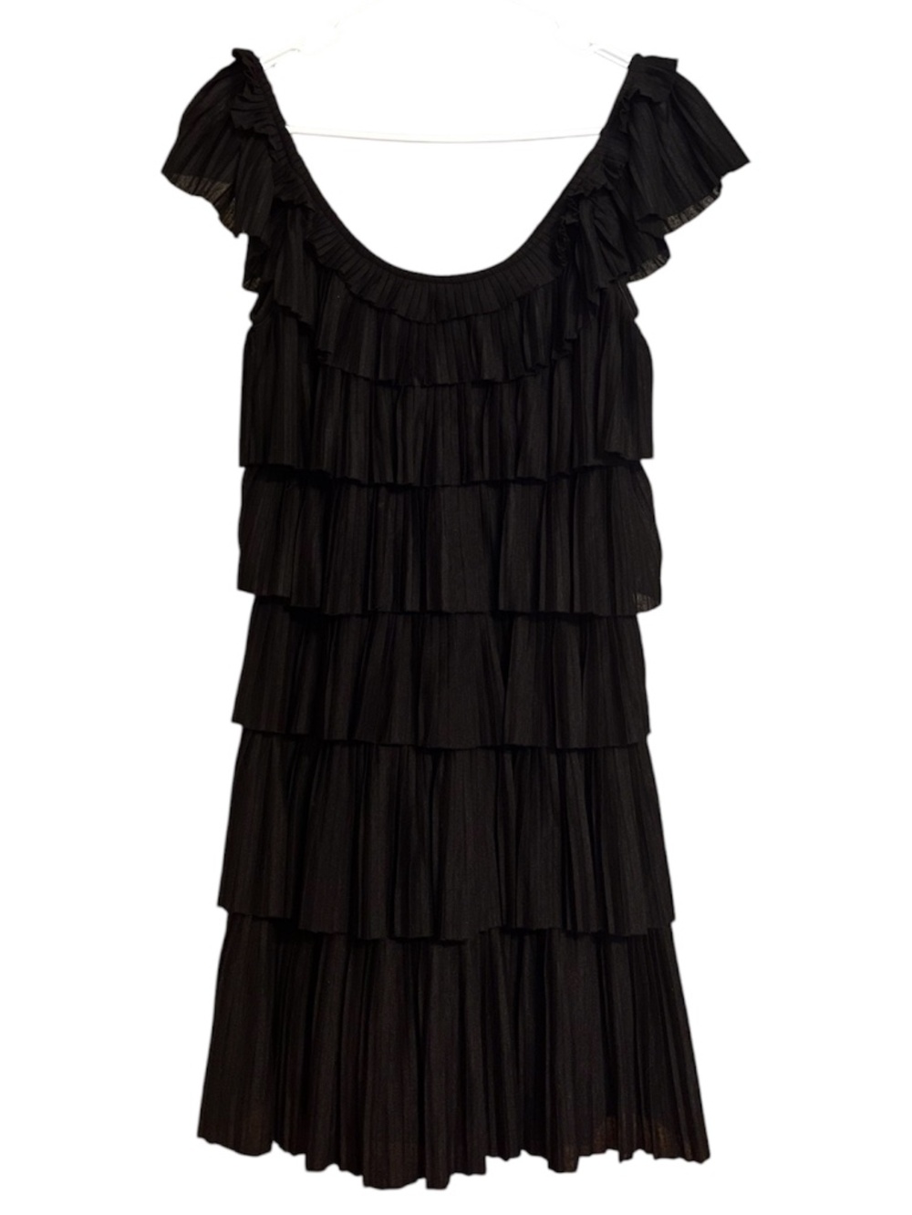 WHBM Women’s Black Pleated & Tiered Tunic Top or Mini Dress Sz-S